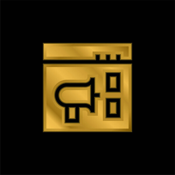 Реклама позолоченная металлическая икона или вектор логотипа