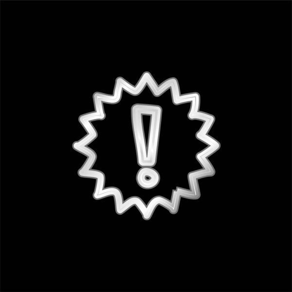 Alert Hand Drawn Symbol silver plated metallic icon