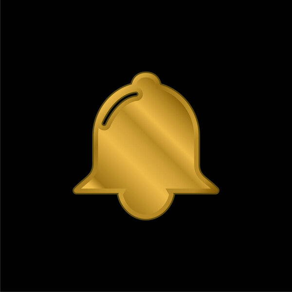 Bell Black Shape gold plated metalic icon or logo vector