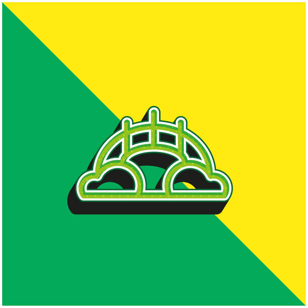 Зеленый и желтый современный трехмерный векторный логотип