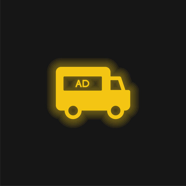 AD Van yellow glowing neon icon