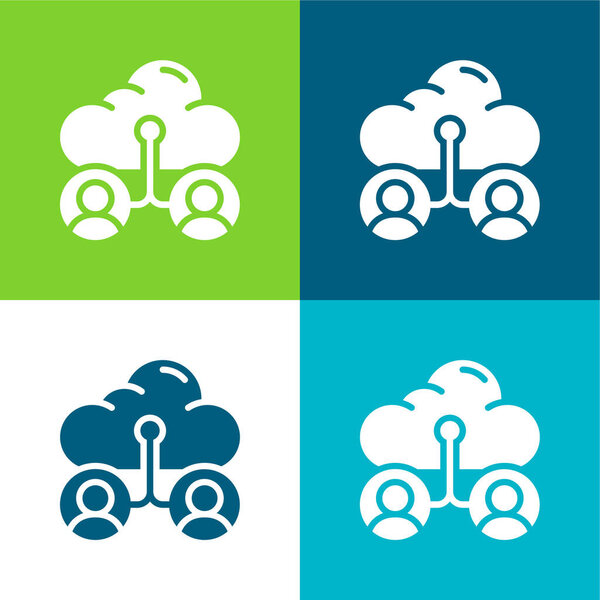 Accounts Flat four color minimal icon set