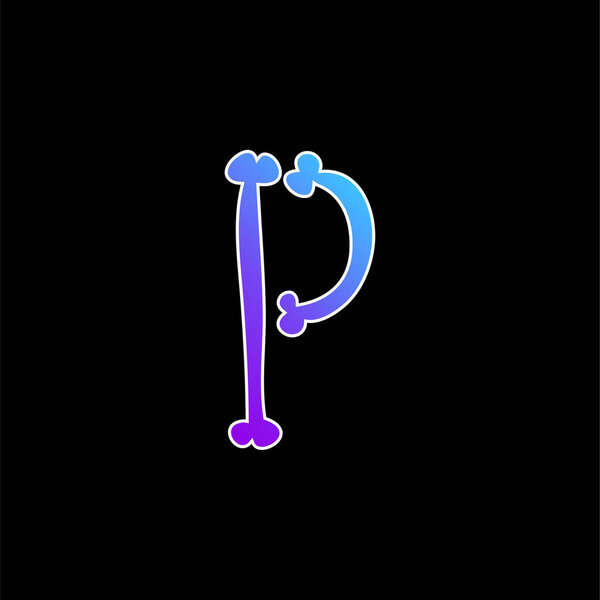 Bones Halloween Typography Filled Shape Of Letter P blue gradient vector icon