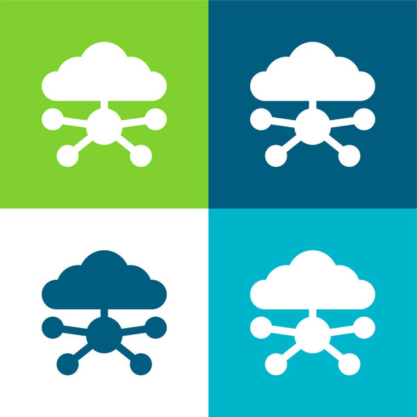 Четырехцветный минимальный набор значков Big Data Flat