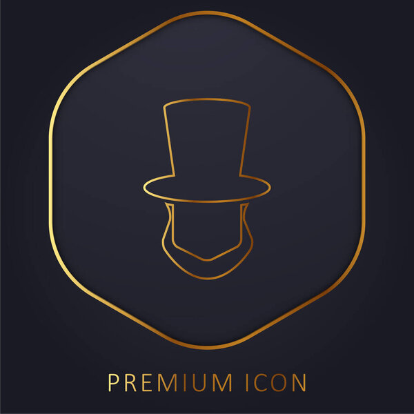 Abraham Lincoln Hat And Beard Shapes golden line premium logo or icon