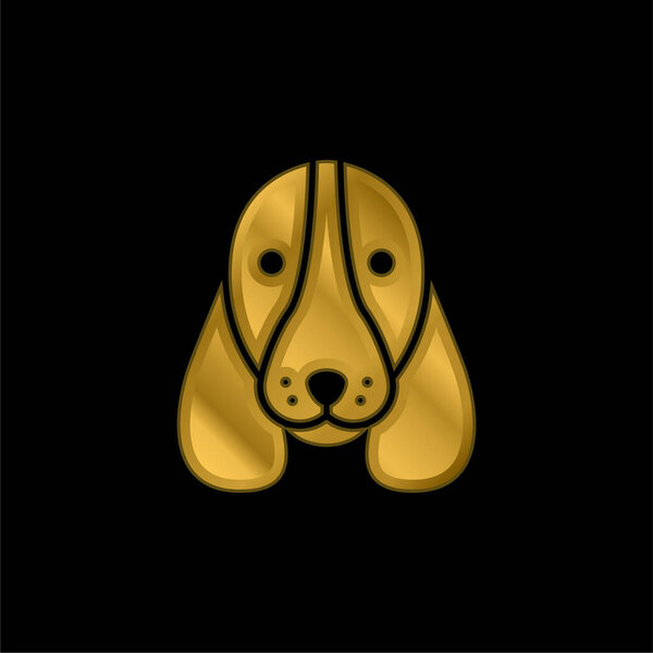 Basset Hound Dog Head gold plated metalic icon or logo vector