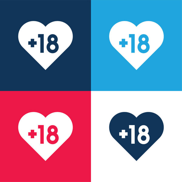 Adult blue and red four color minimal icon set