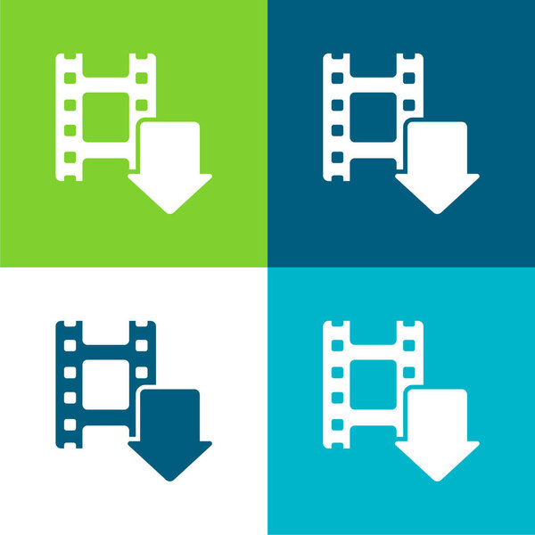 Arrow Flat four color minimal icon set