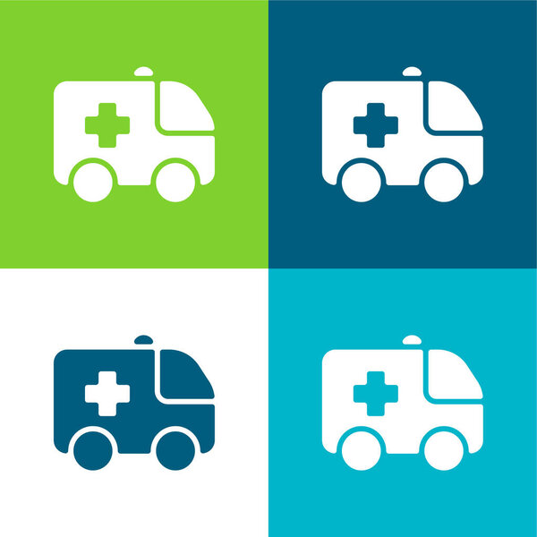 Скорая помощь Плоский четырехцветный минимальный набор значков