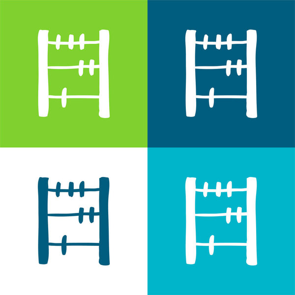 Abacus Hand Drawn Tool Flat четырехцветный минимальный набор значков