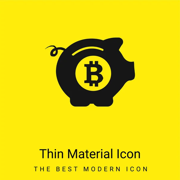 Bitcoin Safe Pig Icono Material Amarillo Brillante Mínimo — Vector de stock