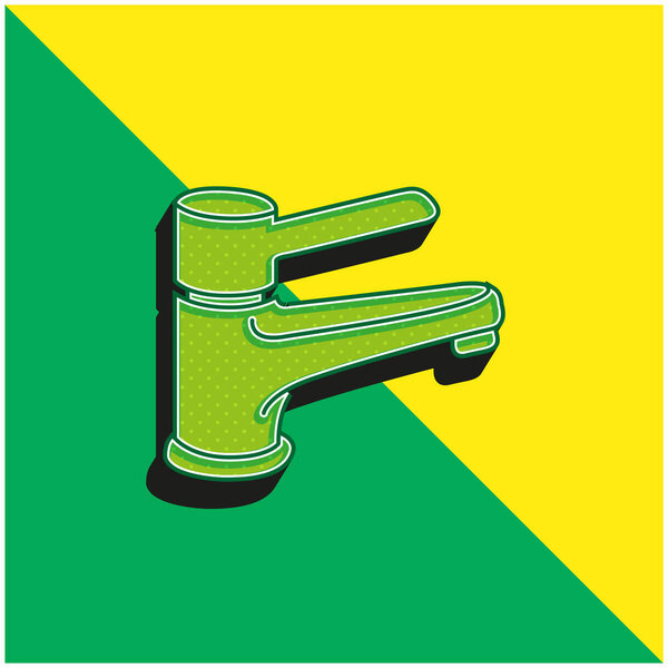 Bathroom Tap Tool To Control Water Supply Green and yellow modern 3d vector icon logo