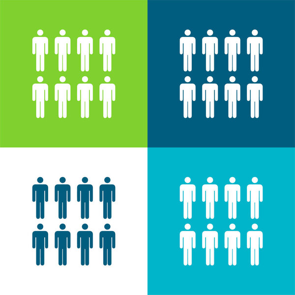 8 Persons Flat four color minimal icon set