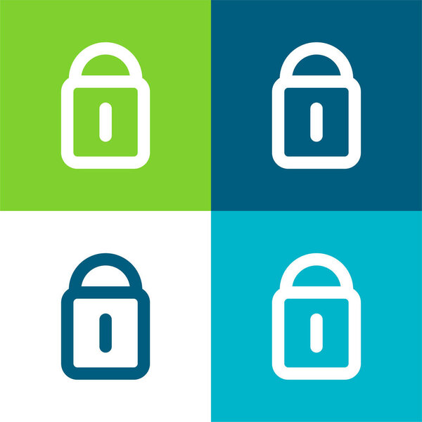 Минимальный набор значков Block Flat четырех цветов