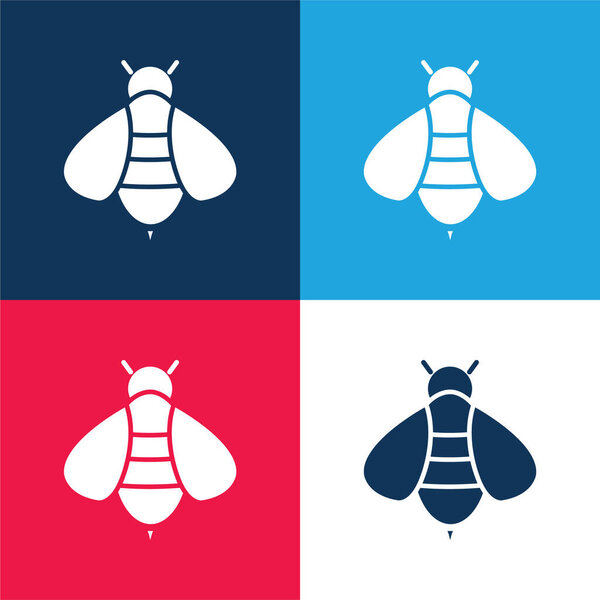Bee blue and red four color minimal icon set