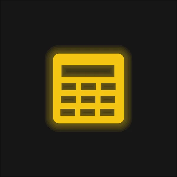 Calculadora Grande Amarillo Brillante Icono Neón — Vector de stock