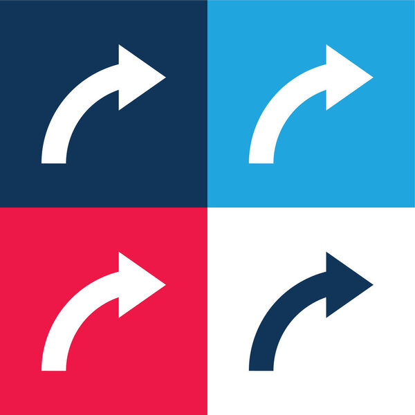 Искривление стрелки, указывающее вправо синий и красный четыре цвета минимальный набор значков