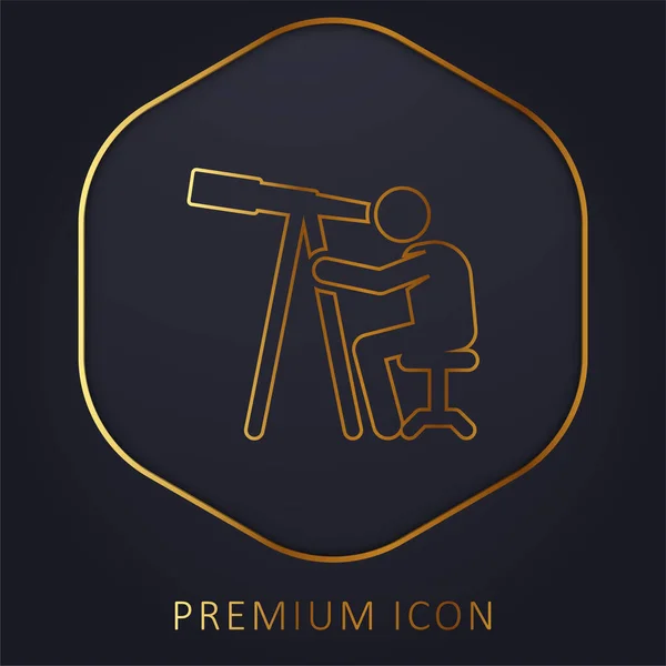 Astronomer Golden Line Premium Logo Icon — Stock Vector