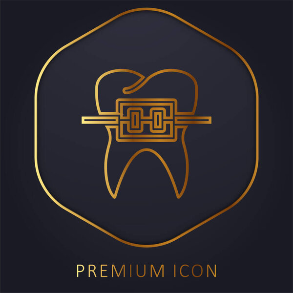 Braces golden line premium logo or icon