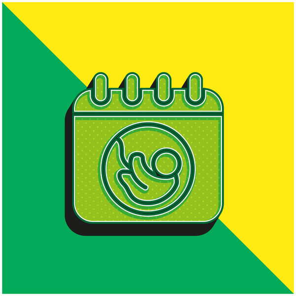 Birth Green and yellow modern 3d vector icon logo