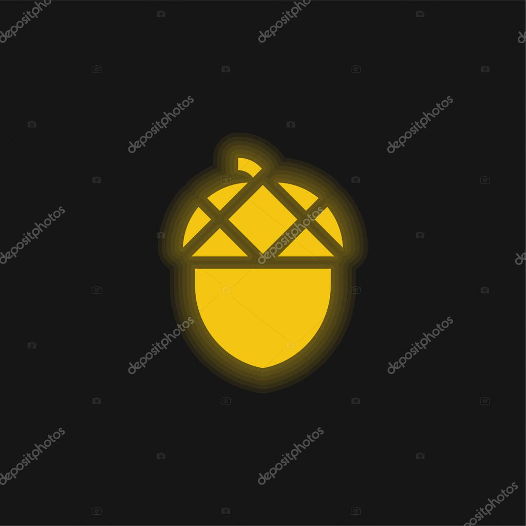 Acorn yellow glowing neon icon