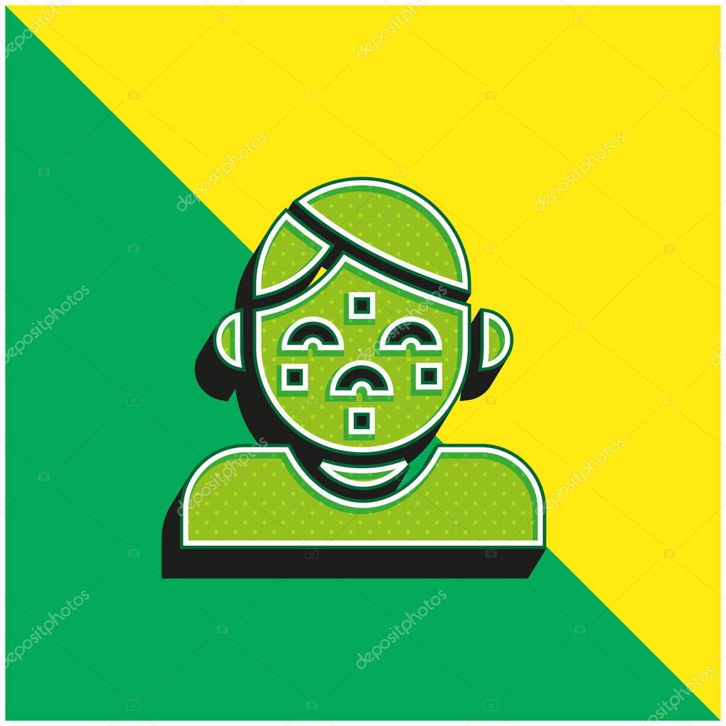 Acne Green and yellow modern 3d vector icon logo