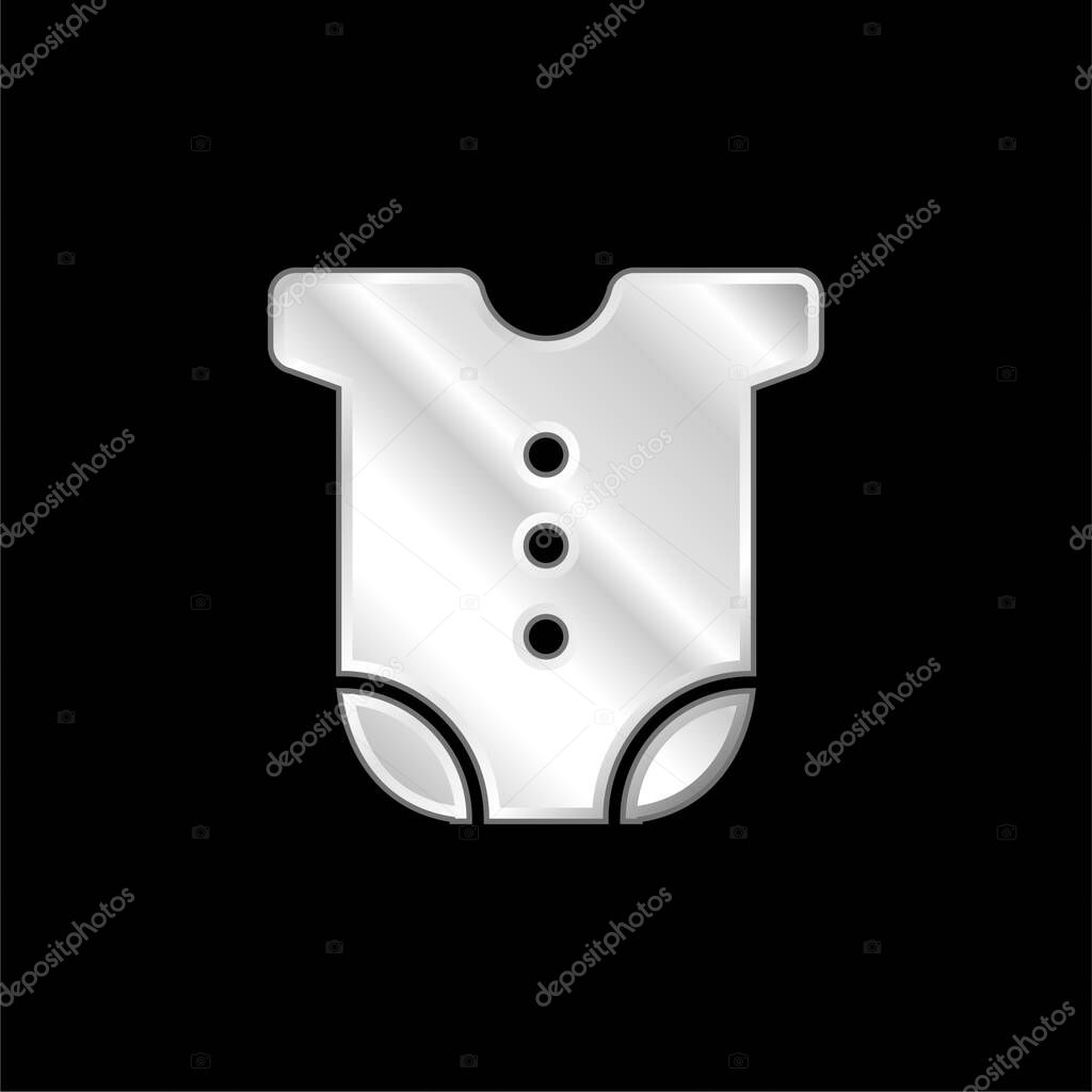 Baby Clothes silver plated metallic icon