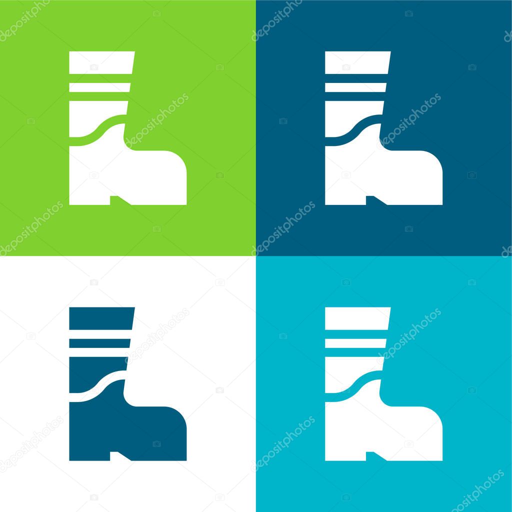 Boots Flat four color minimal icon set