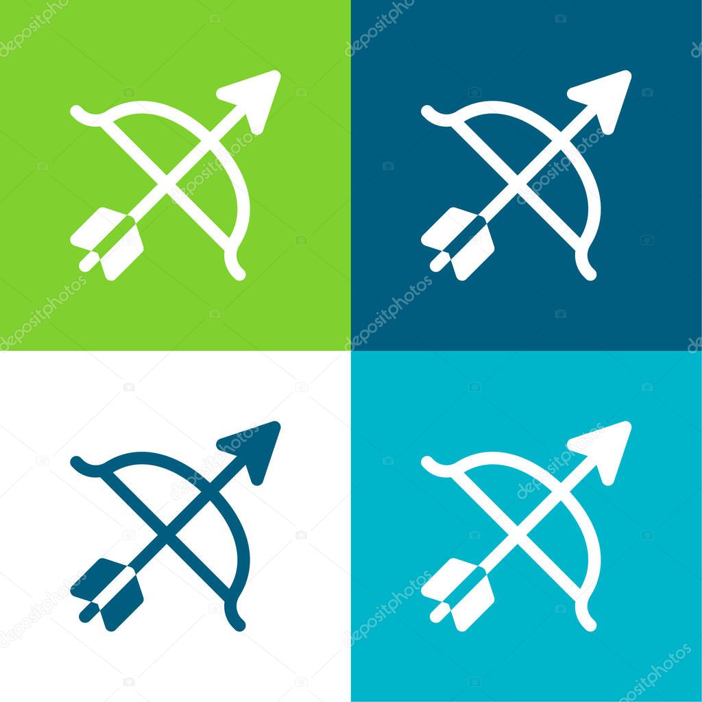 Archery Flat four color minimal icon set