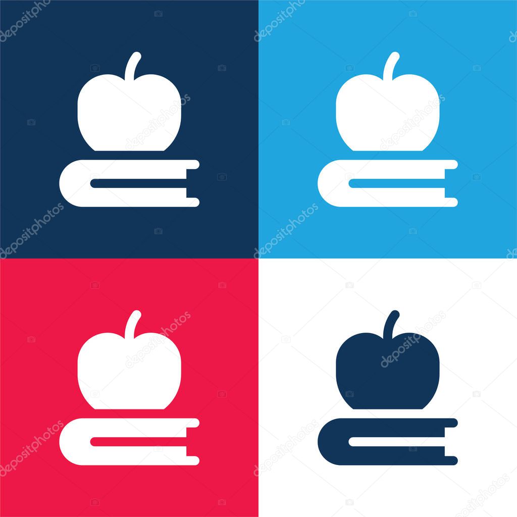 Book blue and red four color minimal icon set