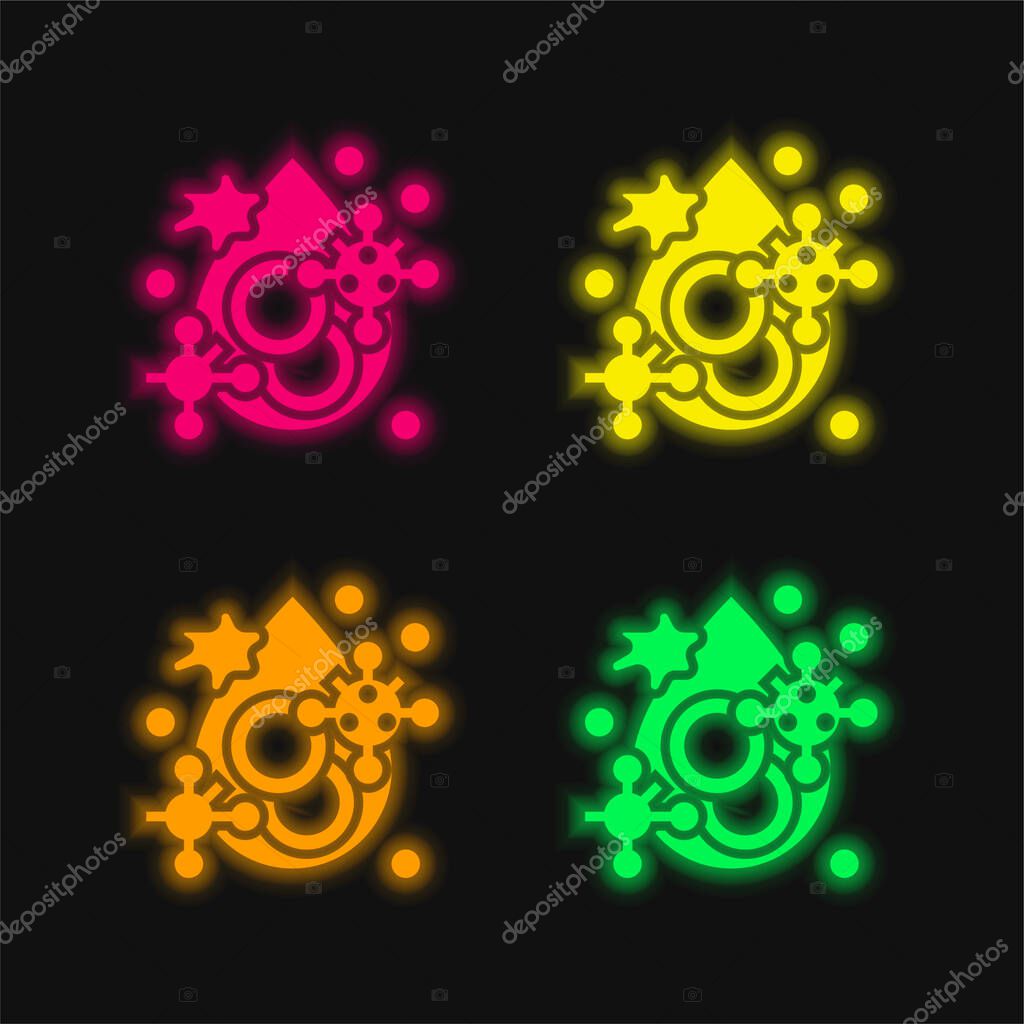 Blood four color glowing neon vector icon