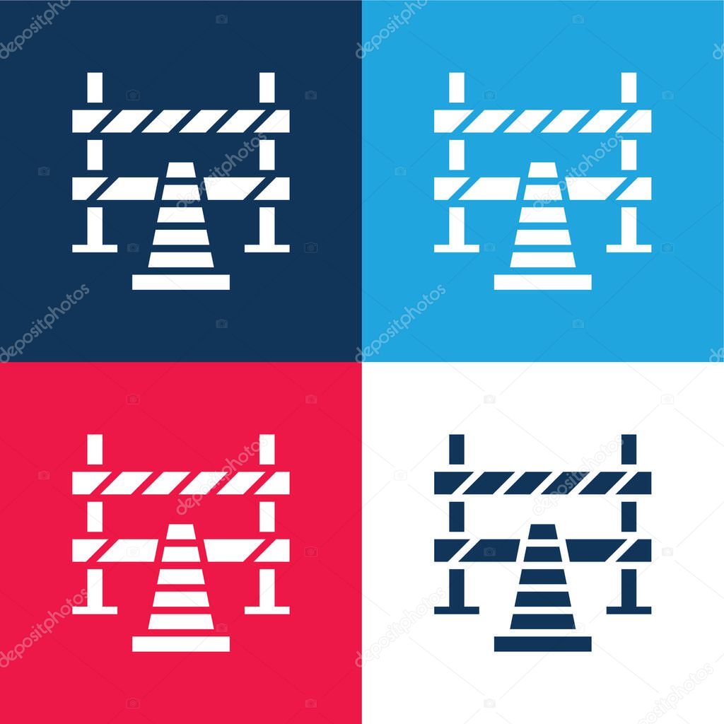 Barrier blue and red four color minimal icon set