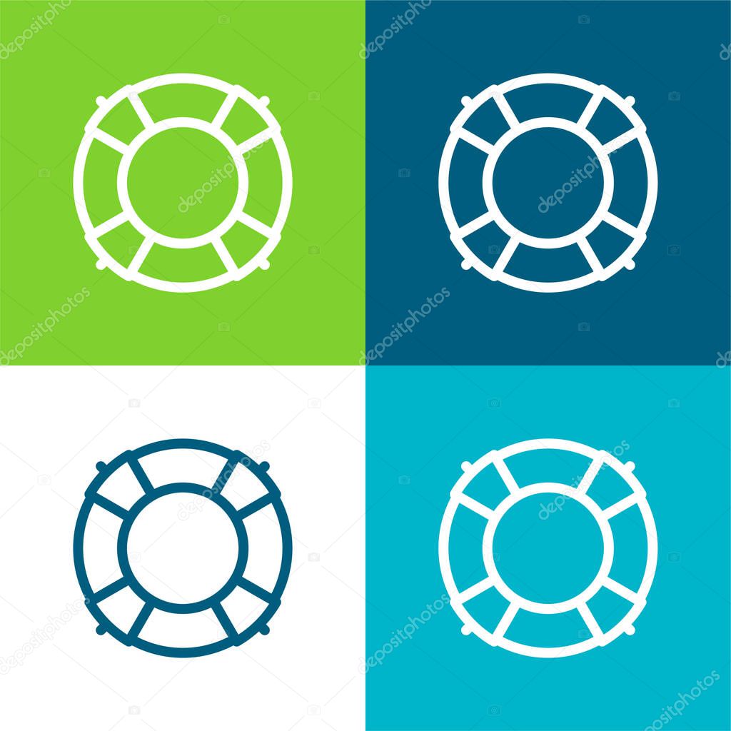 Big Lifesaver Flat four color minimal icon set