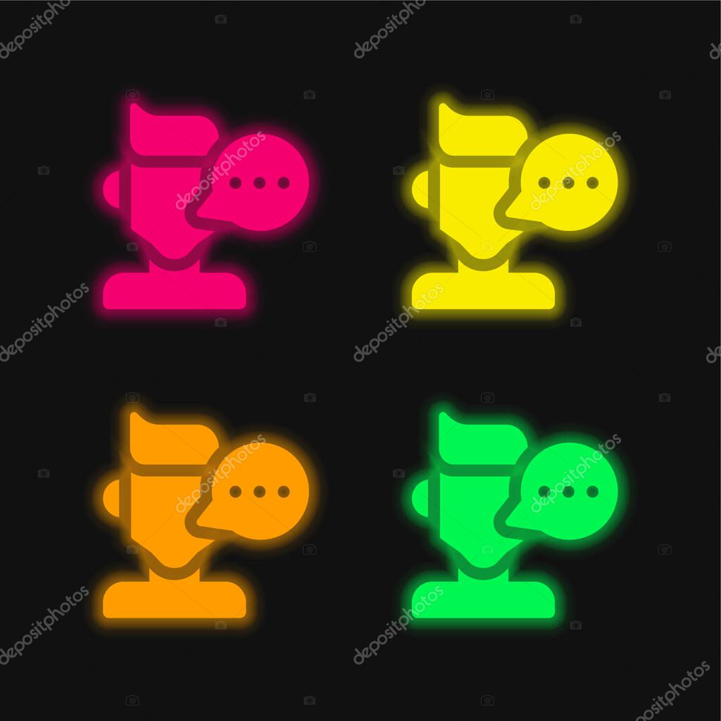 Blogger four color glowing neon vector icon