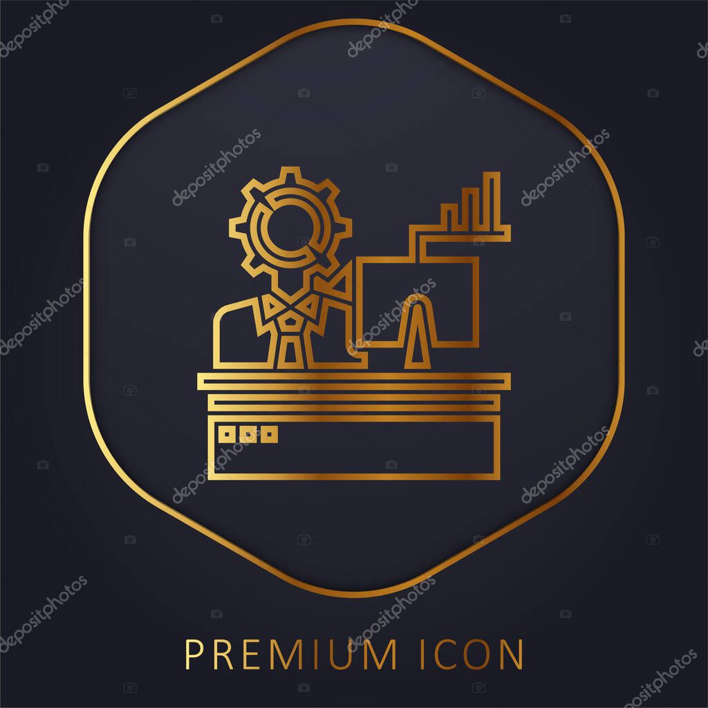 Analysis golden line premium logo or icon
