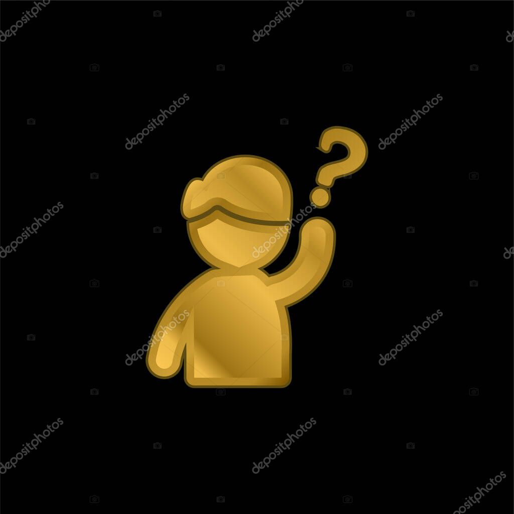 Hand gold plated metalic icon or logo vector
