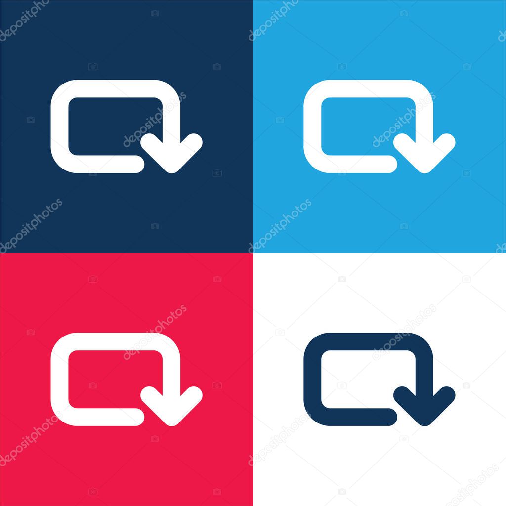 Arrow Of Rounded Rectangular Clockwise Rotation blue and red four color minimal icon set