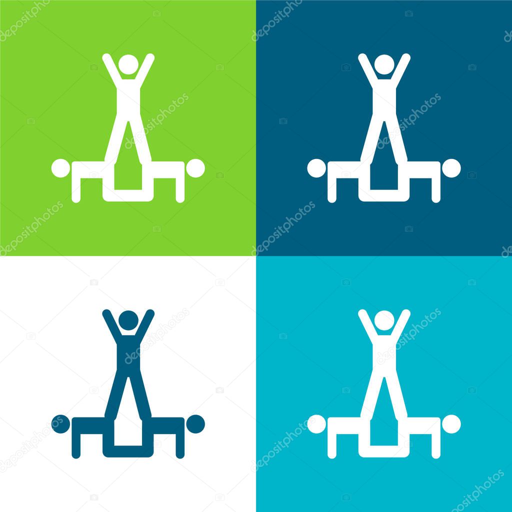 Acrobatics Acrobats Group Silhouette Flat four color minimal icon set