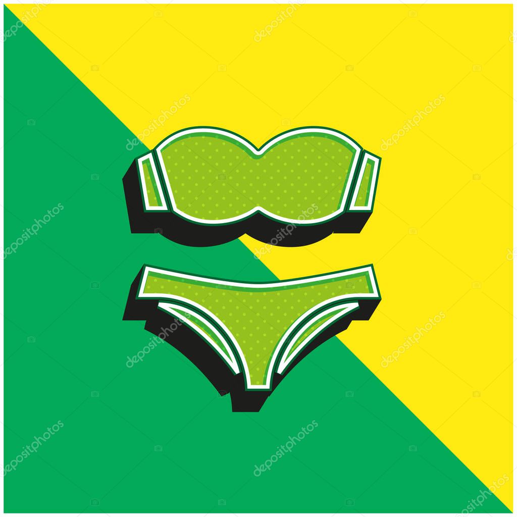 Bikini Green and yellow modern 3d vector icon logo