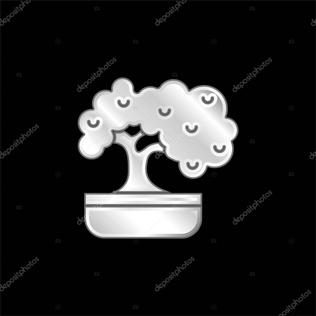 Bonsai silver plated metallic icon