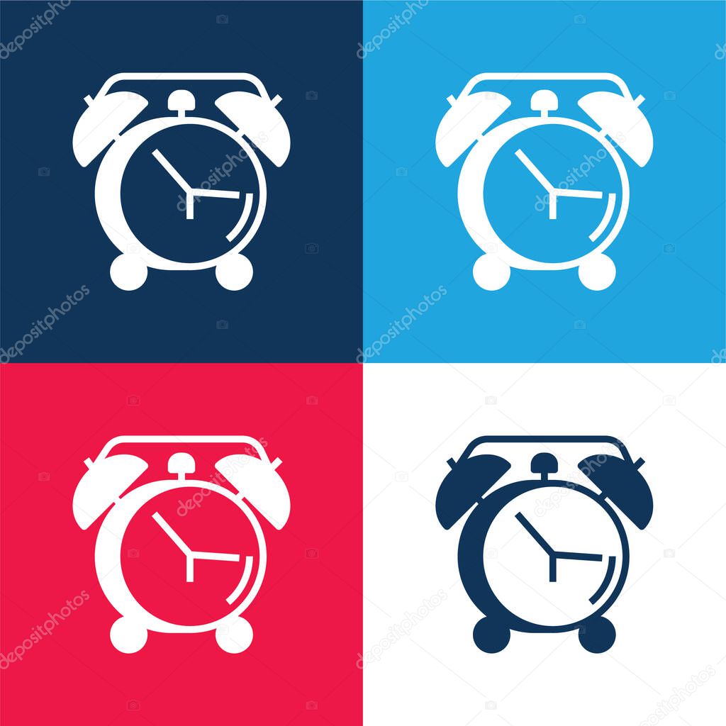 Alarm Clock blue and red four color minimal icon set