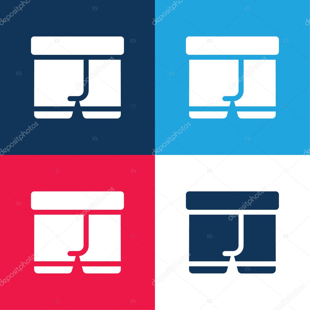 Boxers blue and red four color minimal icon set