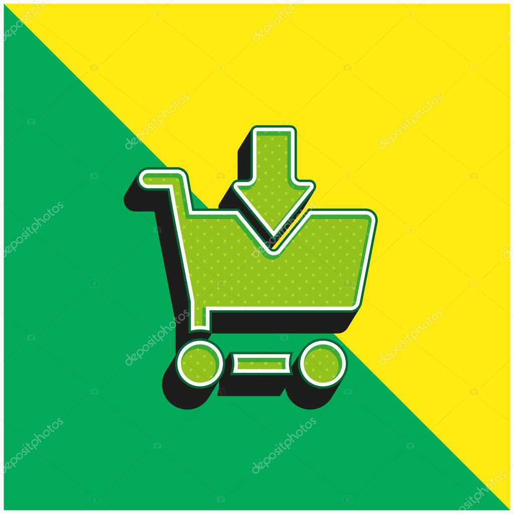 Add To Cart Green and yellow modern 3d vector icon logo