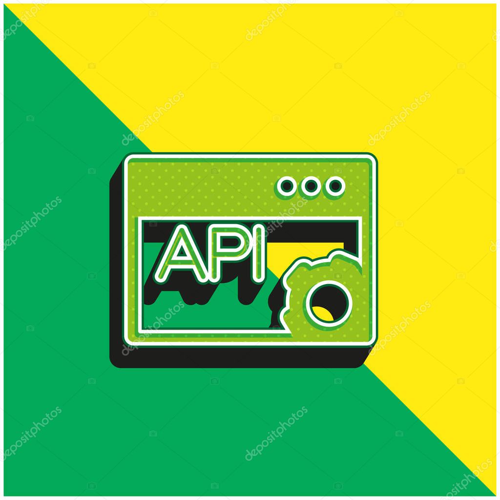 API Page Green and yellow modern 3d vector icon logo