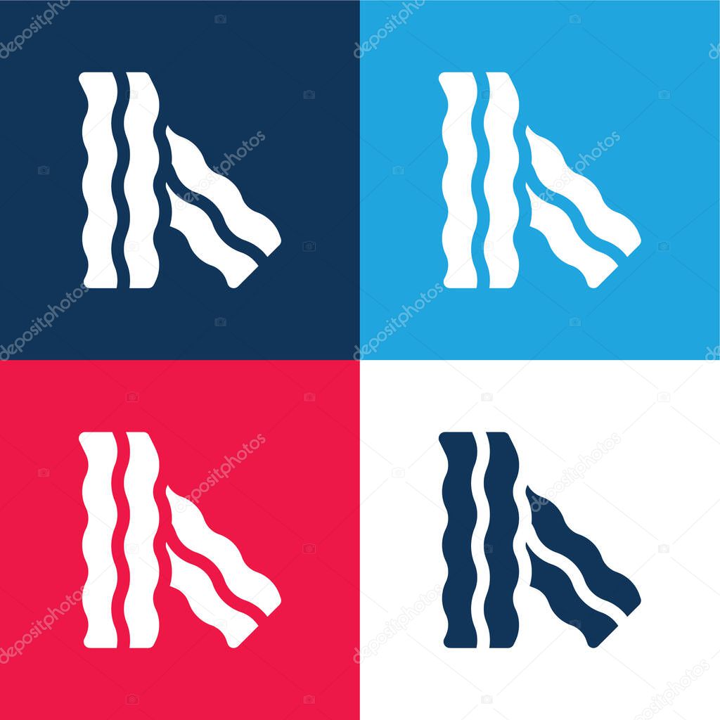 Bacon blue and red four color minimal icon set
