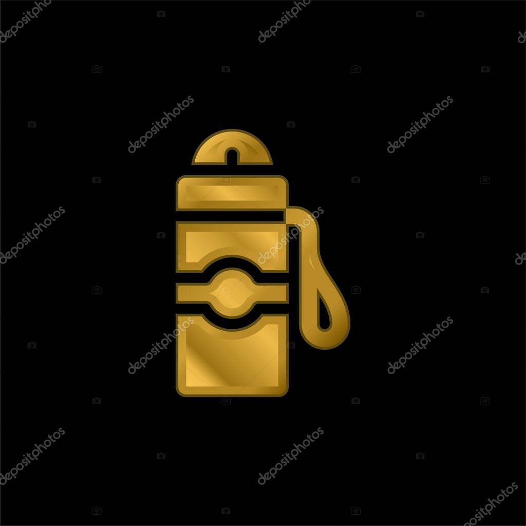 Bottle gold plated metalic icon or logo vector