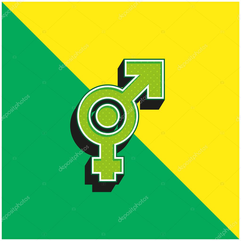 Bigender Green and yellow modern 3d vector icon logo