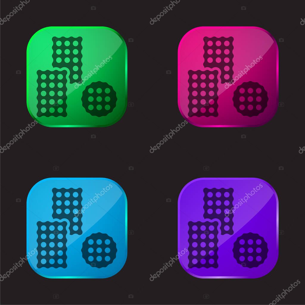 Biscuit four color glass button icon