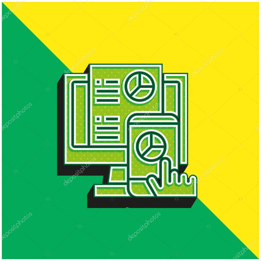 Analysis Green and yellow modern 3d vector icon logo