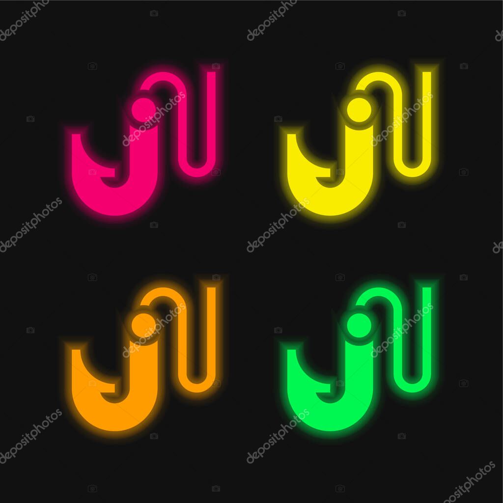 Bait four color glowing neon vector icon